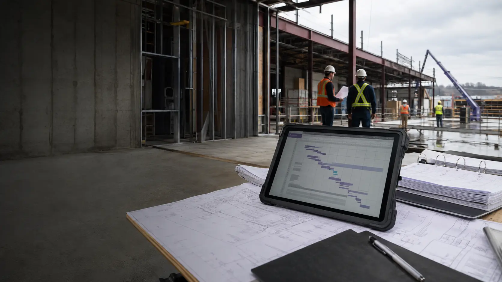 Professionnels coordonnant un projet de construction